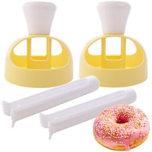 hengke 2 pack plastic donut cutters with dipping pliers doughnut mould doughnut maker diy doughnut baking tool non-stick donut mould cake mould pastry tools biscuits doughnut hole cutters