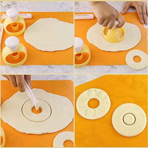 HengKe 2 Pack Plastic Donut Cutters with Dipping Pliers Doughnut Mould Doughnut Maker DIY Doughnut Baking Tool Non-Stick Donut Mould Cake Mould Pastry Tools Biscuits Doughnut Hole Cutters