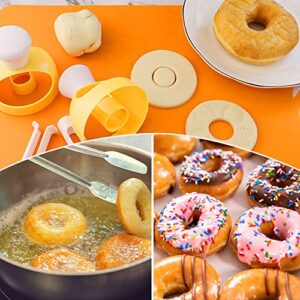 HengKe 2 Pack Plastic Donut Cutters with Dipping Pliers Doughnut Mould Doughnut Maker DIY Doughnut Baking Tool Non-Stick Donut Mould Cake Mould Pastry Tools Biscuits Doughnut Hole Cutters