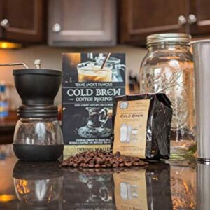 Cold Brew Coffee Maker Starter Kit - Half Gal Mason Jar | Stainless Filter Basket | Ceramic Burr Grinder | Half Pound Certified Organic Whole Bean Cold Brew Blend | Recipe & Instruction Book