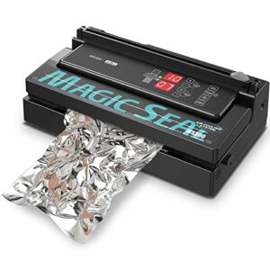 magic seal ms300 precision vacuum sealer machine, double pump commercial food sealer with built-in auto cooling system, compatible with mylar, smooth and embossed bags, extra wide seal bar