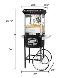 Great Northern Popcorn Black Paducah 8 Ounce Antique Popcorn Machine and Cart