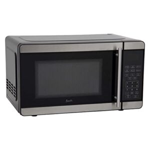 avanti mt7v3s microwave oven 700-watts compact with 6 pre cooking settings, speed defrost, electronic control panel and glass turntable, metallic