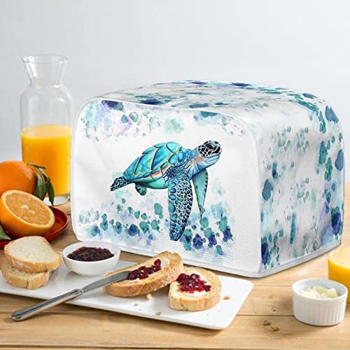 ZFRXIGN Hippie Sea Turtle Toaster Covers 4 Slice Toaster Dust Cover Toaster Bag Kitchen Appliance Covers Toaster Oven Dustproof Cover Machine Washable Aqua Blue