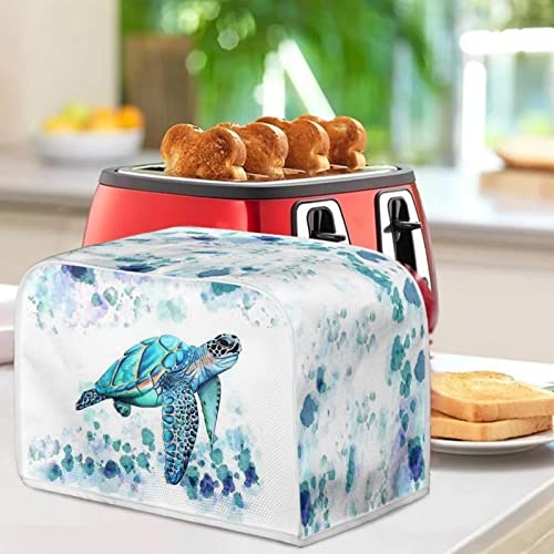 ZFRXIGN Hippie Sea Turtle Toaster Covers 4 Slice Toaster Dust Cover Toaster Bag Kitchen Appliance Covers Toaster Oven Dustproof Cover Machine Washable Aqua Blue