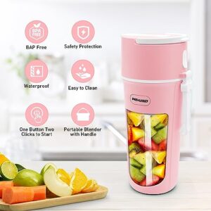 Portable Blender, Blender For Shakes and Smoothies Personal Blender BAP Free smoothies Blender With 10 Blades Mini Blender for Kitchen, Travel, Home, Office Pink