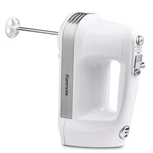 Kenmore 5-Speed Hand Mixer/Blender, 250 Watts, with Beaters, Dough Hooks, Liquid Blending Rod, Automatic Cord Retract, Burst Control, and Clip-On Accessory Storage