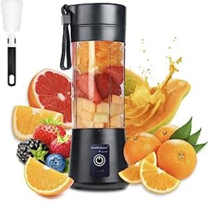 Portable Blender,Personal Blender for Smoothies and shakes with Rechargeable USB Port, 380ml mini Personal Size Blender with 6 Blades (black)