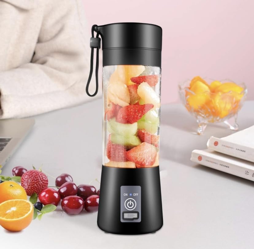 Portable Blender,Personal Blender for Smoothies and shakes with Rechargeable USB Port, 380ml mini Personal Size Blender with 6 Blades (black)