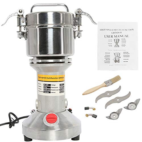 HYDDNice 500g Grain Mill Grinder 2500W 50-300 Mesh 36000RPM High Speed Electric Stainless Steel Grinder Spice Herb Cereals Corn Flour Powder Machine Commercial Grade