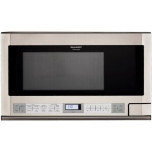 sharp r-1214 1-1/2-cubic feet 1100-watt over-the-counter microwave, stainless
