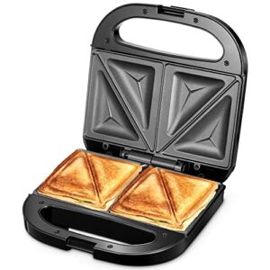 sandwich maker, yabano toaster and electric panini grill with non-stick coating plate, easy to clean, heating up fast, built in indicator lights, black