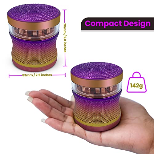 EXPLISH Spice Grinder (Purple) 2.5 inch with transparent window