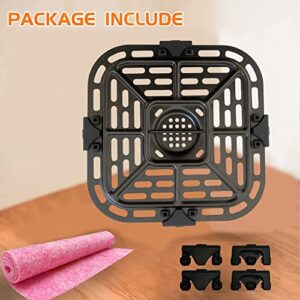 Square Air Fryer Grill Pan for Instants Vortex 2QT Mini Air Fryer Oven, 6.88IN Upgraded Air Fryer Grill Plate Rack Grid with Rubber Bumpers for Instants 2QT Air Fryer, Nonstick, Dishwasher Safe