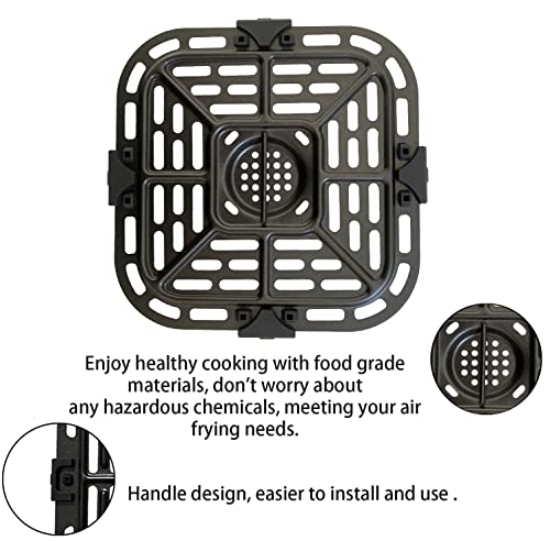 Square Air Fryer Grill Pan for Instants Vortex 2QT Mini Air Fryer Oven, 6.88IN Upgraded Air Fryer Grill Plate Rack Grid with Rubber Bumpers for Instants 2QT Air Fryer, Nonstick, Dishwasher Safe