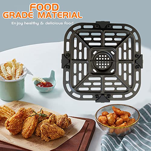 Square Air Fryer Grill Pan for Instants Vortex 2QT Mini Air Fryer Oven, 6.88IN Upgraded Air Fryer Grill Plate Rack Grid with Rubber Bumpers for Instants 2QT Air Fryer, Nonstick, Dishwasher Safe