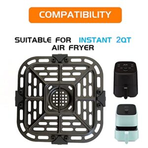 Square Air Fryer Grill Pan for Instants Vortex 2QT Mini Air Fryer Oven, 6.88IN Upgraded Air Fryer Grill Plate Rack Grid with Rubber Bumpers for Instants 2QT Air Fryer, Nonstick, Dishwasher Safe