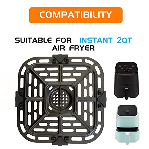 Square Air Fryer Grill Pan for Instants Vortex 2QT Mini Air Fryer Oven, 6.88IN Upgraded Air Fryer Grill Plate Rack Grid with Rubber Bumpers for Instants 2QT Air Fryer, Nonstick, Dishwasher Safe