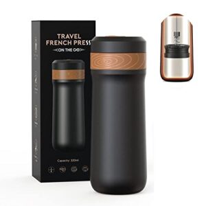 i cafilas portable french press coffee maker with unique filter vacuum insulated travel coffee mug 12oz hot/cold brew coffee press stainless steel coffee & tea maker great for camping and travel
