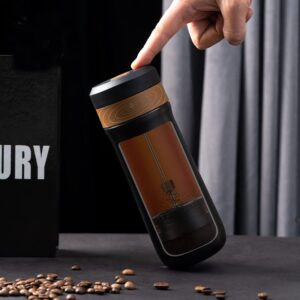 i cafilas Portable French Press Coffee Maker with Unique Filter Vacuum Insulated Travel Coffee Mug 12oz Hot/Cold Brew Coffee Press Stainless Steel Coffee & Tea Maker Great for Camping and Travel