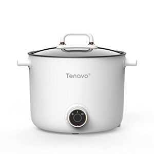 tenavo electric hot pot with handle, 1.5l mini electric cooker for stir fry, noodles, pasta, nonstick frying pan for sauté, dual power control ramen cooker for dorm and office