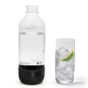 Thorder 1L Sparkling Water Maker Bottles, BPA-free, Reusable PET Soda Maker Bottles for Soda Machine (Black+White) Pack of 2