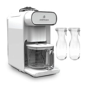 chefwave milkmade non-dairy milk maker bundle with 2 pack resealable glass storage carafes 34oz (3 items)