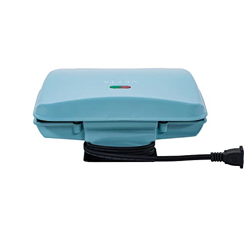 VETTA 760-Watt Nonstick Panini Press, Sandwich Maker, Automatic Temperature Control, Nonstick Coating, Nonslide Feet, Indoor Large Versatile Grill, 28.5 in. Wrappable Power Cord, Seafoam Blue