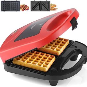 Sandwich Maker, Waffle Maker, multifun 2-in-1 Removable Non-Stick Plates,Food Grade Premium Stainless Steel, LED Indicator Lights,Cool Touch Handle, Suitable for Breakfast, Lunch, Snacks, 750W