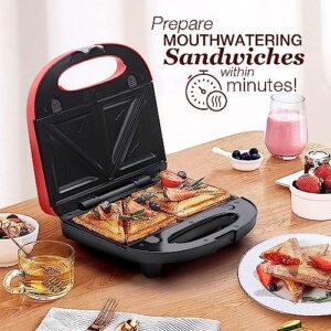 Sandwich Maker, Waffle Maker, multifun 2-in-1 Removable Non-Stick Plates,Food Grade Premium Stainless Steel, LED Indicator Lights,Cool Touch Handle, Suitable for Breakfast, Lunch, Snacks, 750W