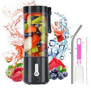 portable blender for shakes and smoothies, 15oz mini blender usb rechargeable personal blender with 6 blades blender cup for fresh juices, milkshake, smoothies/ice, salad dressing, baby food (black)