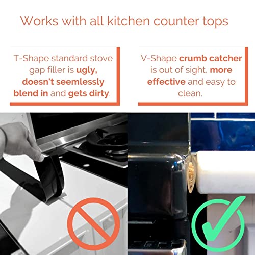 The Crumb Catcher - Stove Gap Filler - Prevent Crumbs and Other Countertop Debris From Falling in the Gap - Ideal for Between Counter, Stovetop, and Oven (2-pack)