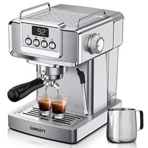 sumsaty espresso machine, stainless steel espresso machine with milk frother for latte, cappuccino, machiato,for home espresso maker, 1.8l water tank, 20 bar