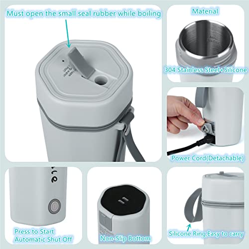 Falafale Compact Travel Electric Kettle, Portable Water Boiler, Heat Water Fast, Small Kettle for Tea Coffee Instant Ramen Automatic Shut off,11.8oz/350ml (Light Grey)