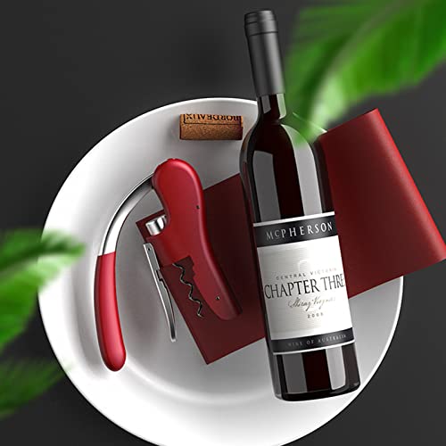 Wine Bottle Opener - Standing Vertical Design, Press type red wine bottle opener, household，Soft Bottleneck Grip, Nonstick Screw & Easy No-Twist Cork Removal（Red & Alloy）