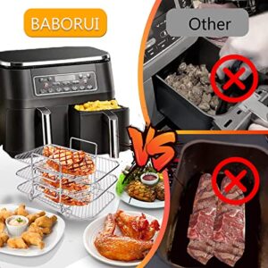 BABORUI Air Fryer Rack for Ninja Dual Air Fryer, 3-Layer Dehydrator Rack for Expanding Food Capacity, Time-Saving Air Fryer Accessories Compatible with Ninja Foodi Air Fryer DZ201