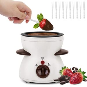 micnaron chocolate fondue pot, electric chocolate melting pot, chocolate maker chocolate marshmallow candy melting warming fondue set dipping pot with 10pcs forks & removable pot for party, white