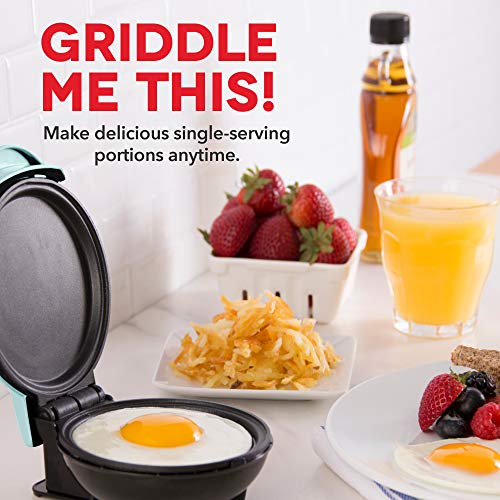 DASH Mini Maker Electric Round Griddle & other on the go Breakfast, Lunch & Snacks with Indicator Light + Included Recipe Book - Aqua,4 Inch & Mini Maker Portable Grill Machine