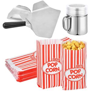 elesunory 202pcs popcorn machine supplies set- 1pcs kernel sifting speed scoop 1pcs seasoning dredge 200pcs popcorn bags- popcorn kit for commercial and home use (2 oz)