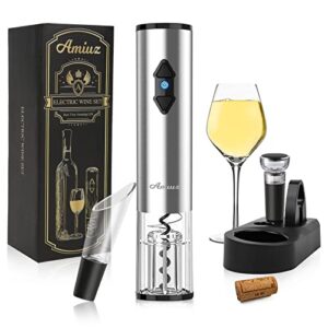 amiuz electric wine opener, battery operated corkscrew, automatic bottle opener, wine gift set
