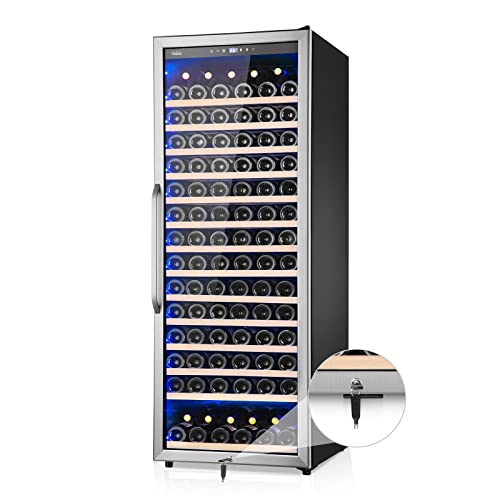 Wine Cooler Refrigerator, Velieta 179 Bottles Professional Wine Cellars with Powerful Compressor,Quiet Operation and Elegant Design for The Wine Enthusiast, silver, 23.5inches×27.2inchesx62.9inches