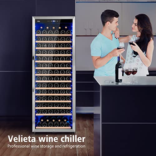 Wine Cooler Refrigerator, Velieta 179 Bottles Professional Wine Cellars with Powerful Compressor,Quiet Operation and Elegant Design for The Wine Enthusiast, silver, 23.5inches×27.2inchesx62.9inches