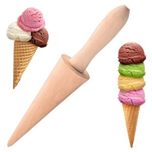 ice cream cone roller mould, wooden krumkake cone roller, waffle pastry cone shaper pizzelle roller, dessert cooking decorating baking diy tools accessories