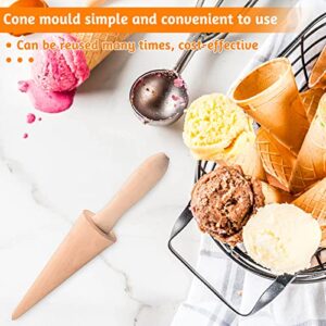 Ice Cream Cone Roller Mould, Wooden Krumkake Cone Roller, Waffle Pastry Cone Shaper Pizzelle Roller, Dessert Cooking Decorating Baking DIY Tools Accessories