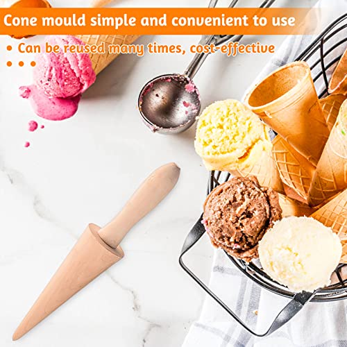 Ice Cream Cone Roller Mould, Wooden Krumkake Cone Roller, Waffle Pastry Cone Shaper Pizzelle Roller, Dessert Cooking Decorating Baking DIY Tools Accessories