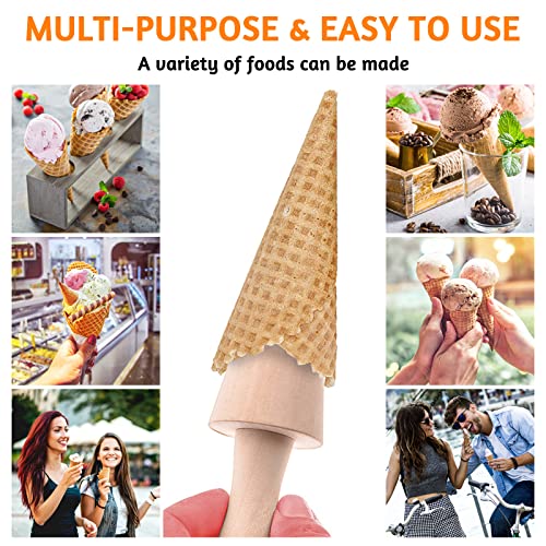 Ice Cream Cone Roller Mould, Wooden Krumkake Cone Roller, Waffle Pastry Cone Shaper Pizzelle Roller, Dessert Cooking Decorating Baking DIY Tools Accessories