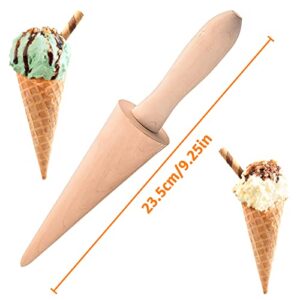 Ice Cream Cone Roller Mould, Wooden Krumkake Cone Roller, Waffle Pastry Cone Shaper Pizzelle Roller, Dessert Cooking Decorating Baking DIY Tools Accessories