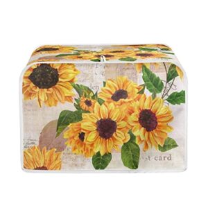 annejudy vintage sunflower toaster cover, 4 slice small appliance bread maker cover for kitchen, dustproof toaster oven cover