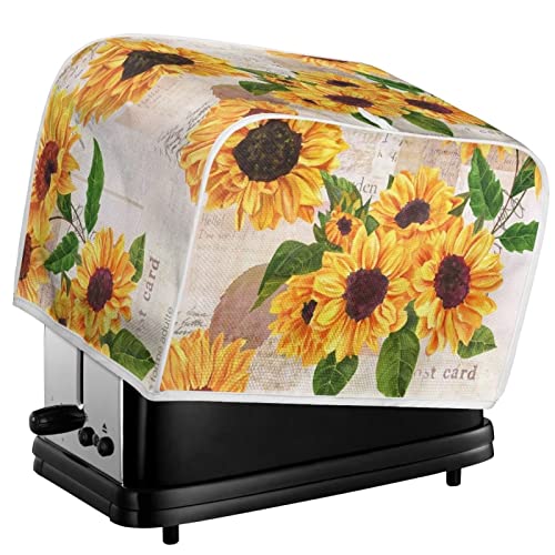 Annejudy Vintage Sunflower Toaster Cover, 4 Slice Small Appliance Bread Maker Cover for Kitchen, Dustproof Toaster Oven Cover