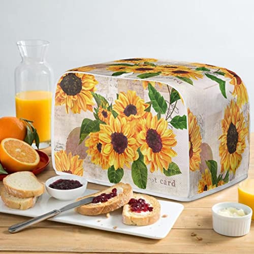 Annejudy Vintage Sunflower Toaster Cover, 4 Slice Small Appliance Bread Maker Cover for Kitchen, Dustproof Toaster Oven Cover